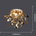 Plafonnier Led Design Feuilles Dorées 38 X 23Cm Luminaire Chambre
