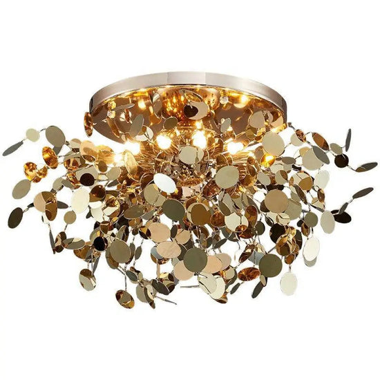 Plafonnier Led Design Feuilles Dorées Luminaire Chambre