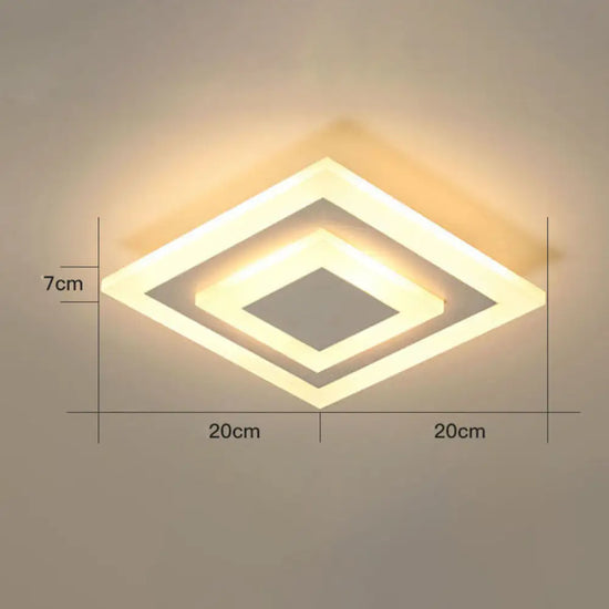 Plafonnier Led Design Métal Circulaire/Square Carré - Blanc / Chaude Luminaire Chambre