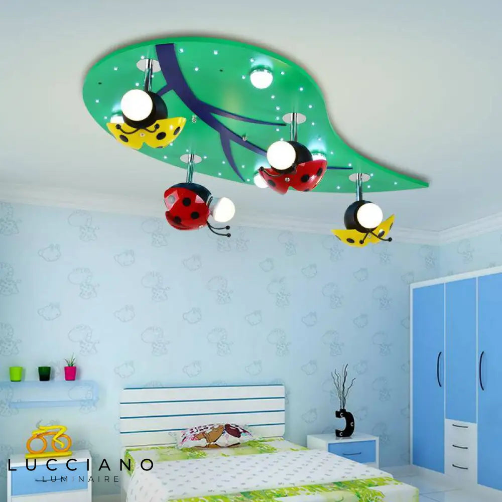 Plafonnier Led Feuille Coccinelle Enfant Luminaire Chambre