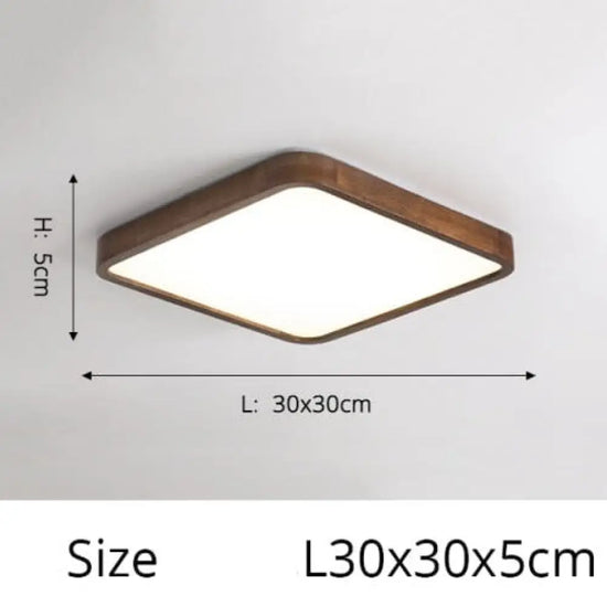 Plafonnier Led Géométrique Bois Evelyn Carré - 30X30Cm / Chaude Luminaire Chambre