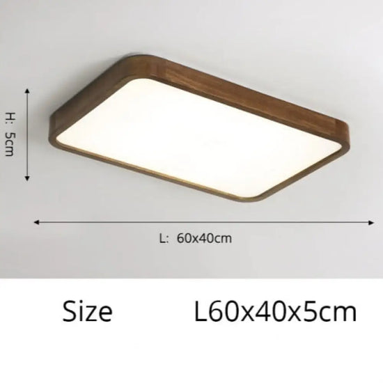Plafonnier Led Géométrique Bois Evelyn Carré - 60X40Cm / Chaude Luminaire Chambre