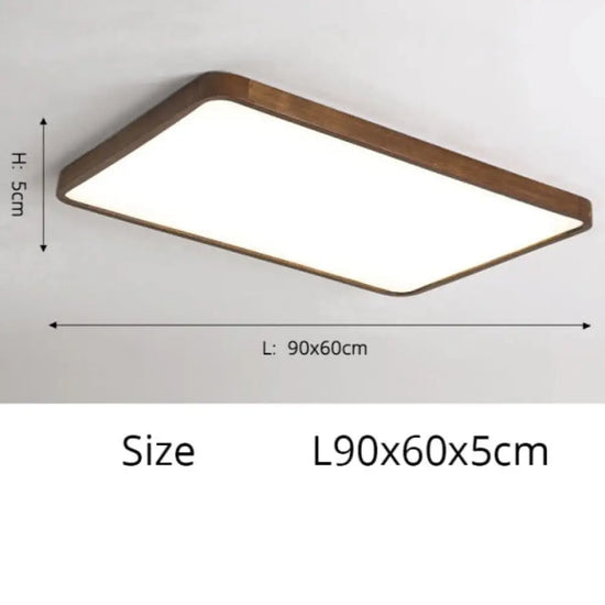 Plafonnier Led Géométrique Bois Evelyn Carré - 90X60Cm / Chaude Luminaire Chambre