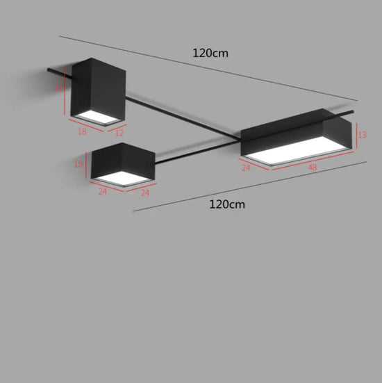 Plafonnier Led Industriel Alani Géométrique Noir - 3 Lampes / Chaude Luminaire Chambre