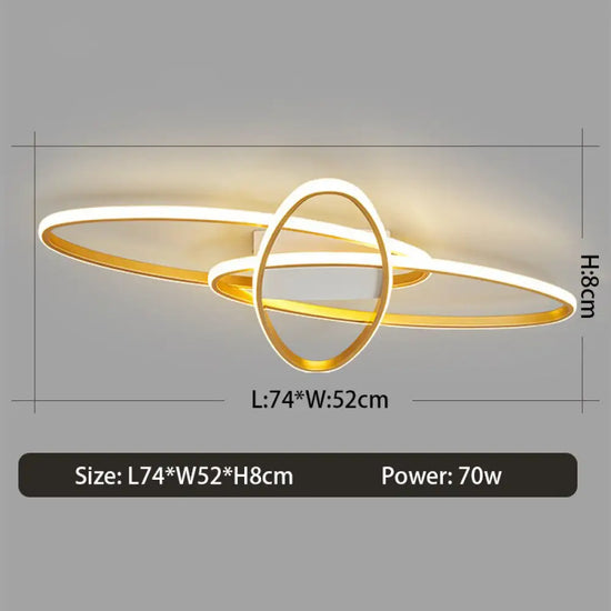 Plafonnier Led Orfa Anneaux Imbriqués Doré - 74 X 52 Cm Luminaire Chambre