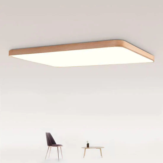 Plafonnier Led Rectangle Bois Arrondi Luminaire Chambre