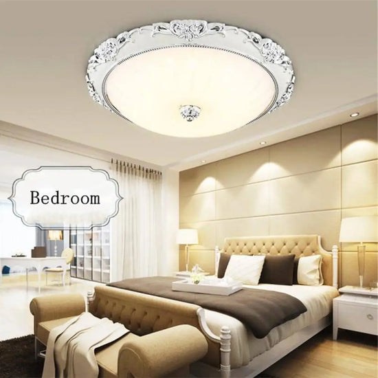 Plafonnier Led Rond Acrylique Doré Luminaire Chambre