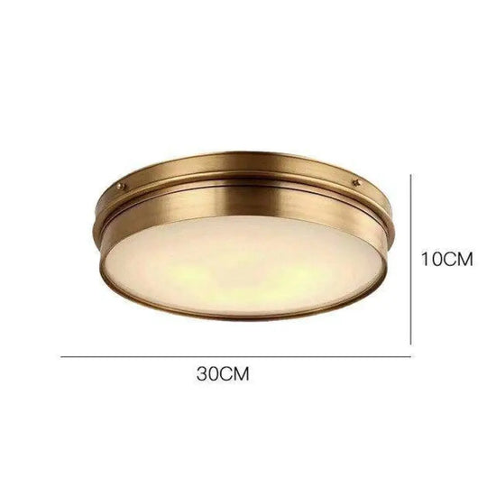 Plafonnier Led Rond Métal Doré Industriel 30 X 10Cm / Froide Luminaire Chambre