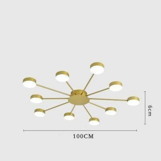 Plafonnier Led Soleil Multironds 10 / Doré Froide Luminaire Chambre