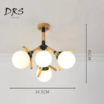 Plafonnier Moléculaire Bois-Verre Branches Luminaire Chambre