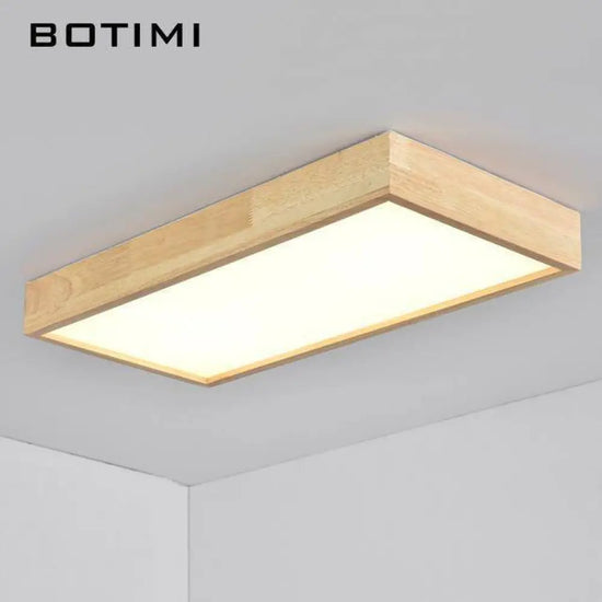 Plafonnier Rectangulaire En Bois Led 1 Lampe Luminaire Chambre