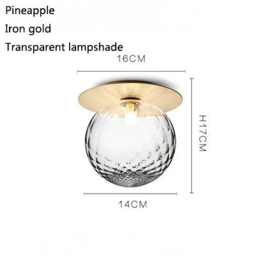 Plafonnier Rond Led Boule Verre Doré Luminaire Chambre