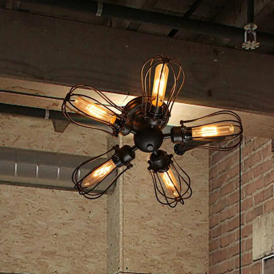 Plafonnier Rustique À Cages Métalliques Luminaire Chambre