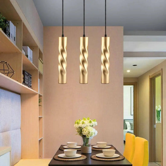 Spirale Cylindrique Led Design Luminaire Doré