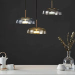 Suspension Arrondie Verre Fumé Led Luminaire Chambre