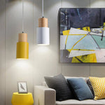 Suspension Cylindrique En Bois Contemporain Métallique. Luminaire