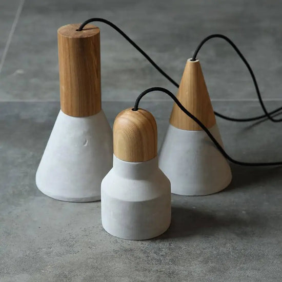 Suspension Design Bois Ciment Multiforme Luminaire Chambre
