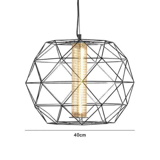 Suspension Design Cage Géométrique Fine A - Argenté 40Cm Luminaire Doré