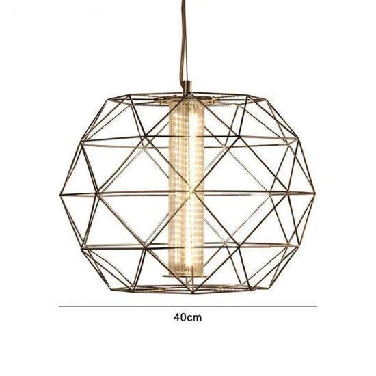 Suspension Design Cage Géométrique Fine A - Doré 40Cm Luminaire Doré
