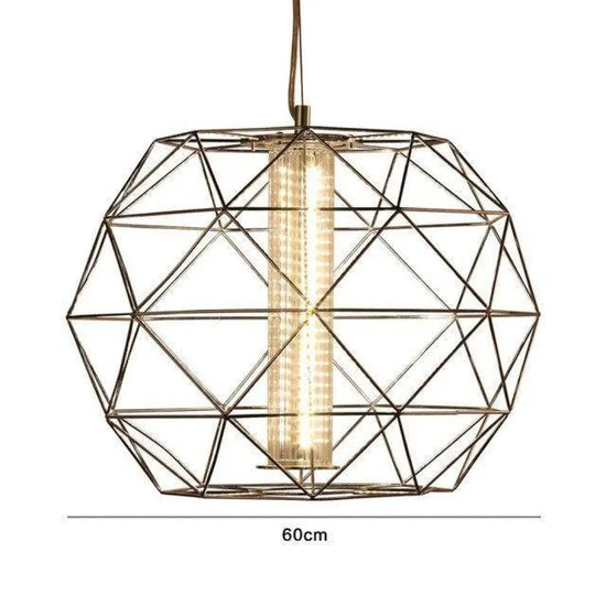 Suspension Design Cage Géométrique Fine A - Doré 60Cm Luminaire Doré