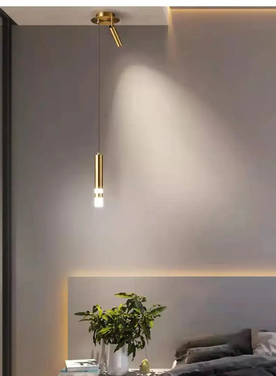 Suspension Led Amias Tube Doré/Noir Luminaire Chambre