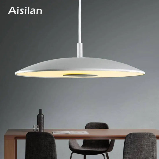 Suspension Led Avec Abat-Jour Métal Arrondi Luminaire Chambre