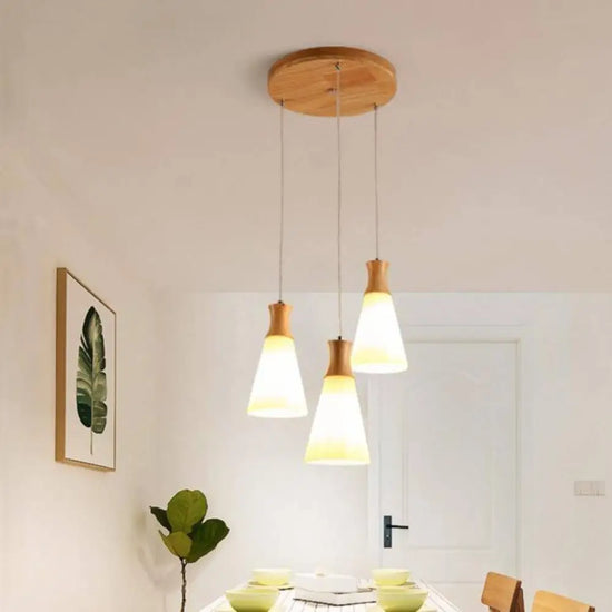 Suspension Led Bois Blanc Scandinave Luminaire Chambre