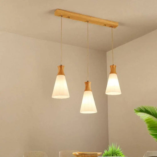 Suspension Led Bois Blanc Scandinave Luminaire Chambre