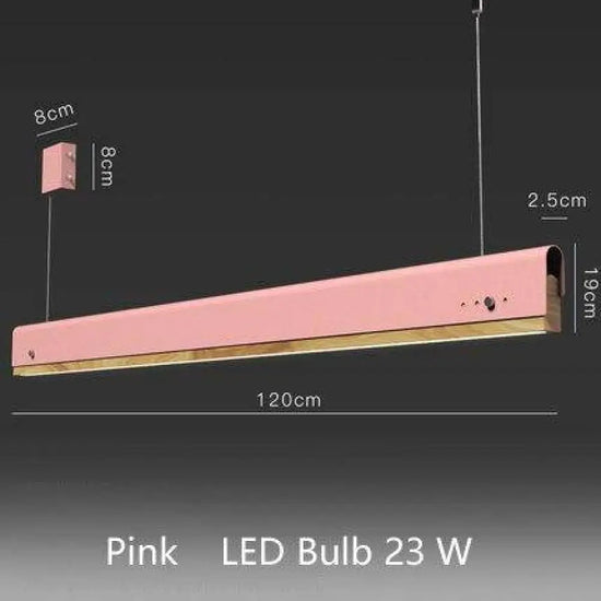 Suspension Led Bois Et Métal Coloré Rose / 120Cm Luminaire Chambre