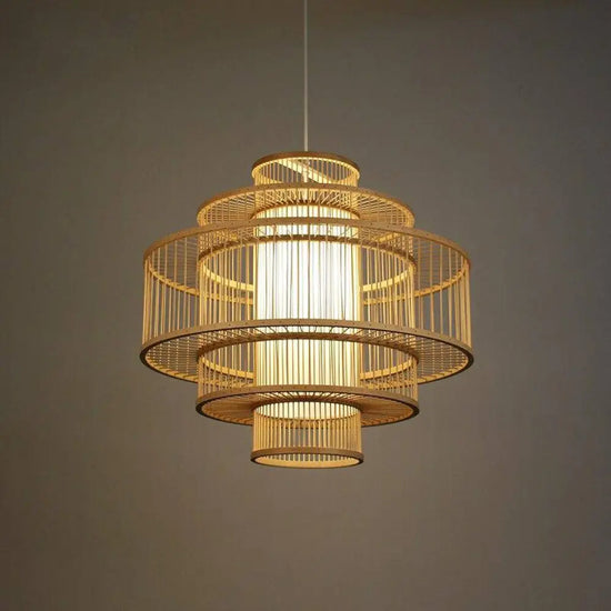 Suspension Led Bois Style Japonais Luminaire Chambre