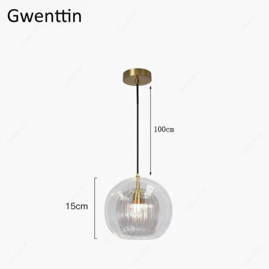 Suspension Led Boule Verre Dorée 15Cm Luminaire Doré
