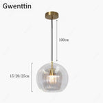 Suspension Led Boule Verre Dorée Luminaire Doré