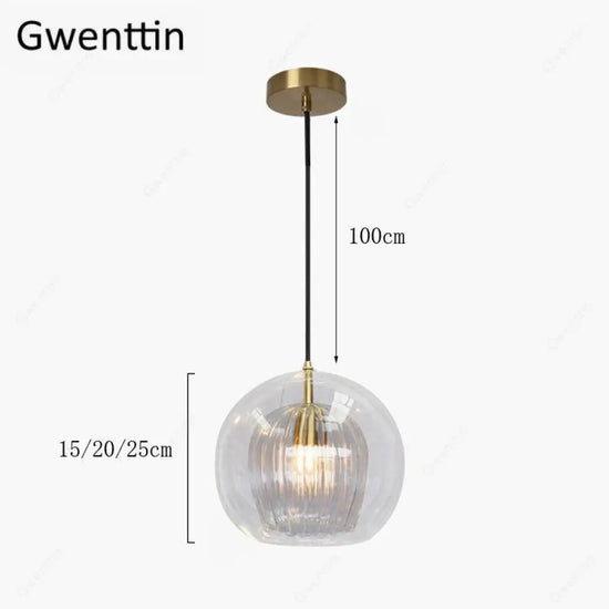 Suspension Led Boule Verre Dorée Luminaire Doré