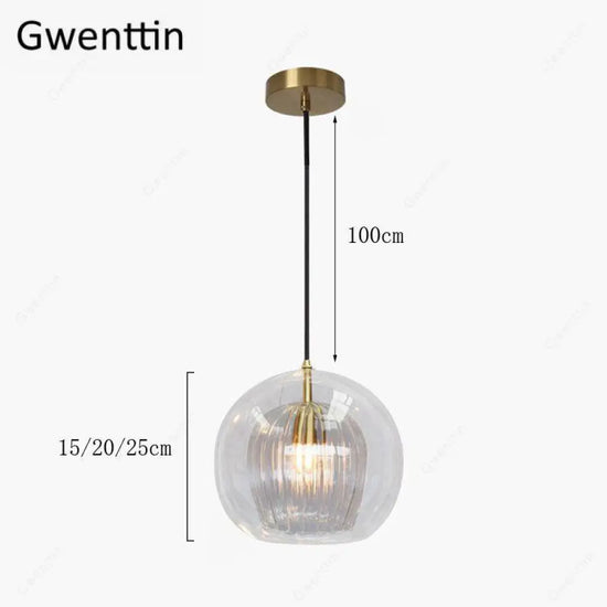 Suspension Led Boule Verre Dorée Luminaire Doré