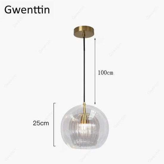 Suspension Led Boule Verre Dorée Luminaire Doré