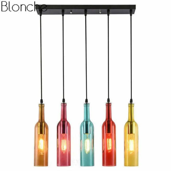 Suspension Led Bouteille Verre Coloré Luminaire Chambre