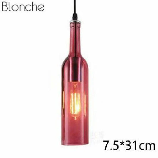Suspension Led Bouteille Verre Coloré Violet Luminaire Chambre
