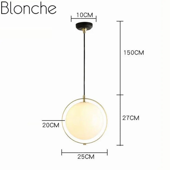 Suspension Led Cercle Doré Verre Luminaire Chambre