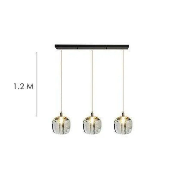 Suspension Led Créative Abat-Jour Verre 3 Lampes - Allongé Transparent Luminaire Chambre