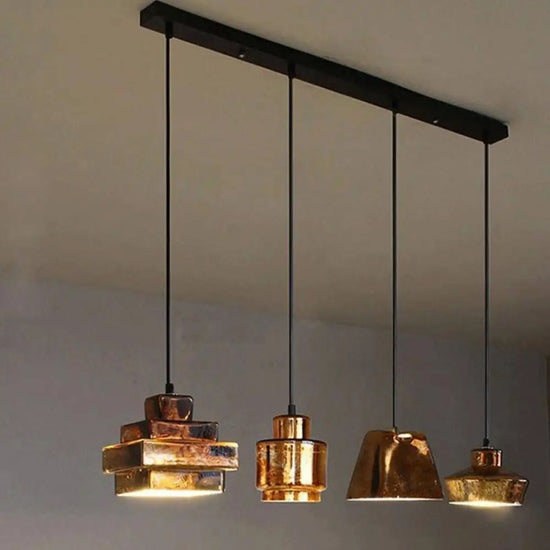 Suspension Led Cuivre Design (Formes Variées) Luminaire Doré