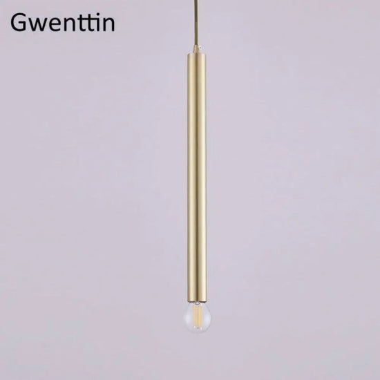 Suspension Led Cylindre Doré Simple Luminaire Doré