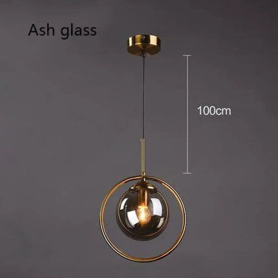 Suspension Led Design Boule Verre Fumé C Luminaire Chambre