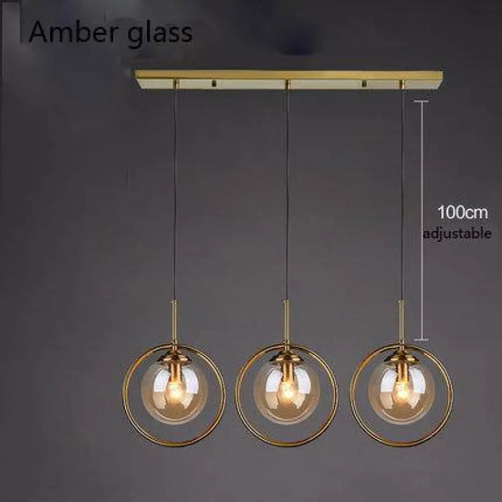 Suspension Led Design Boule Verre Fumé E Luminaire Chambre