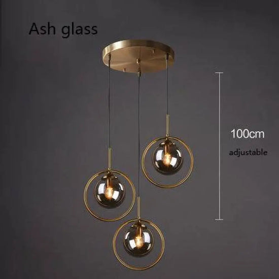 Suspension Led Design Boule Verre Fumé I Luminaire Chambre