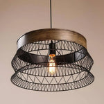 Suspension Led Disque Bois Métal Luminaire Chambre