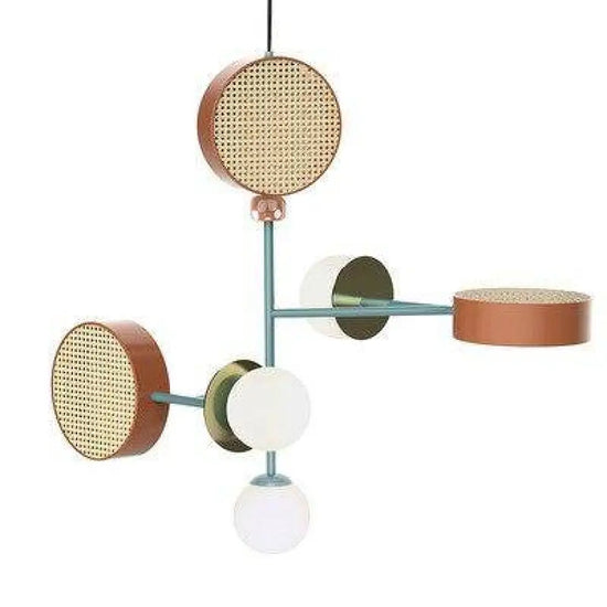 Suspension Led Disque Coloré Métal 6 Lampes / Mixte B 100 X 70Cm Luminaire Chambre