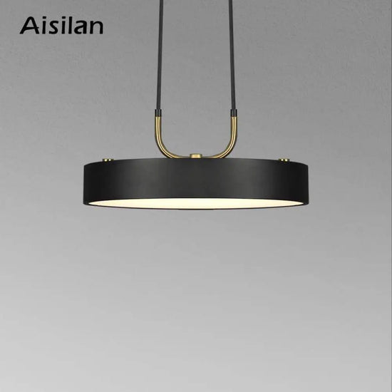 Suspension Led Disque Métal Noir Luminaire Chambre
