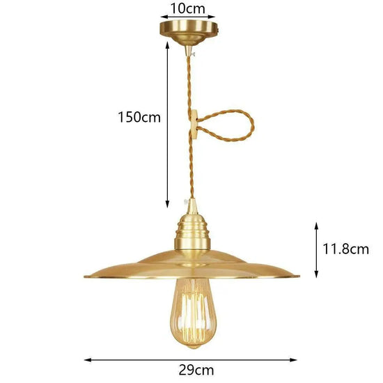 Suspension Led Disque Métallique Doré Luminaire