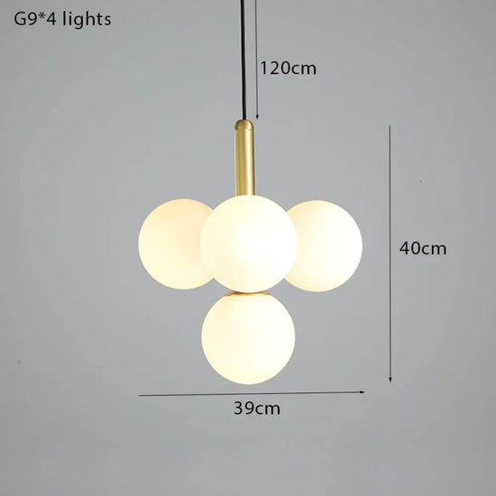 Suspension Led Dorée Avec Boules En Verre Luminaire Doré
