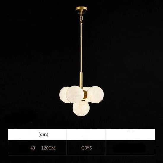 Suspension Led Dorée Boules Marbre 40 X 120Cm Luminaire Chambre